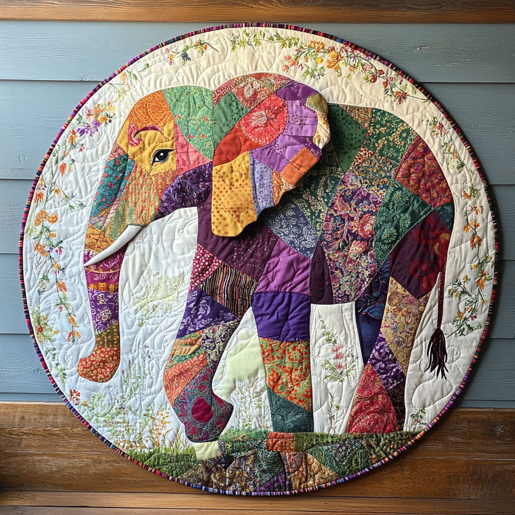 Elephant WU2503101CL Quilted Round Mat