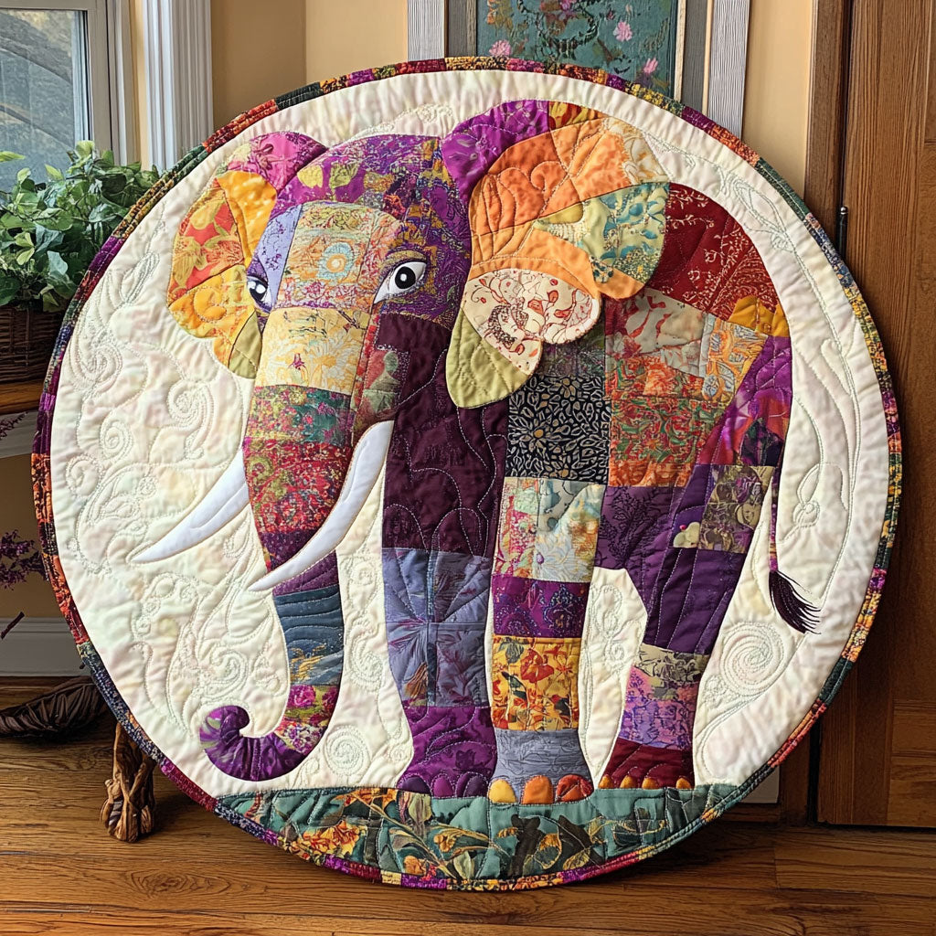 Elephant WU2503102CL Quilted Round Mat
