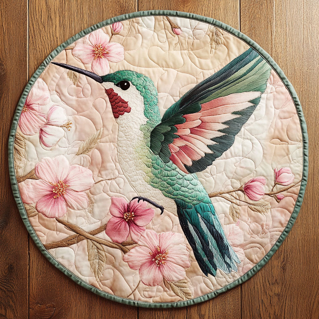 Ethereal Hummingbird WU2203015CL Quilted Round Mat