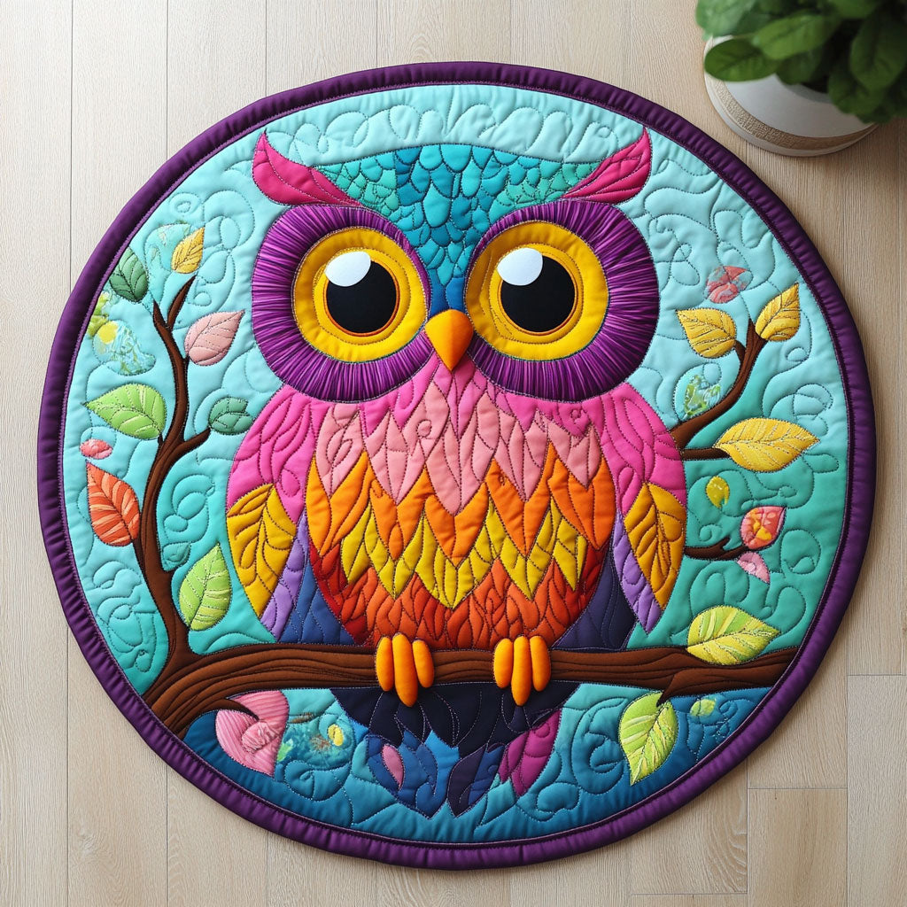 Playful Owl CW2705520CL Quilted Round Mat