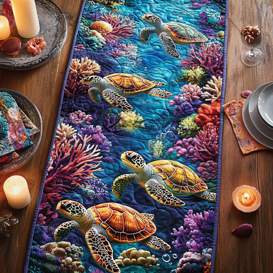 Sea Turtles CW1106040CL Quilted Table Runner