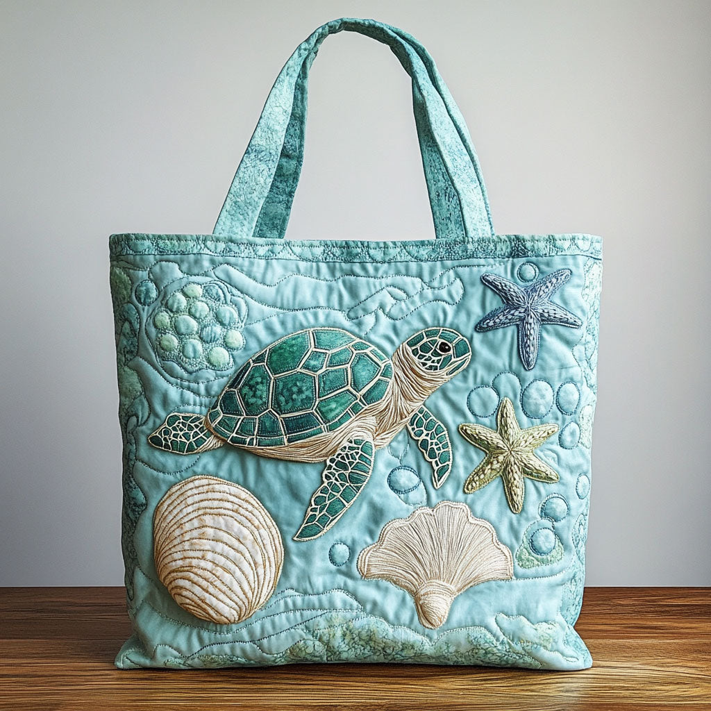 Turtle Journey CW0110020CL Quilted Tote Bag