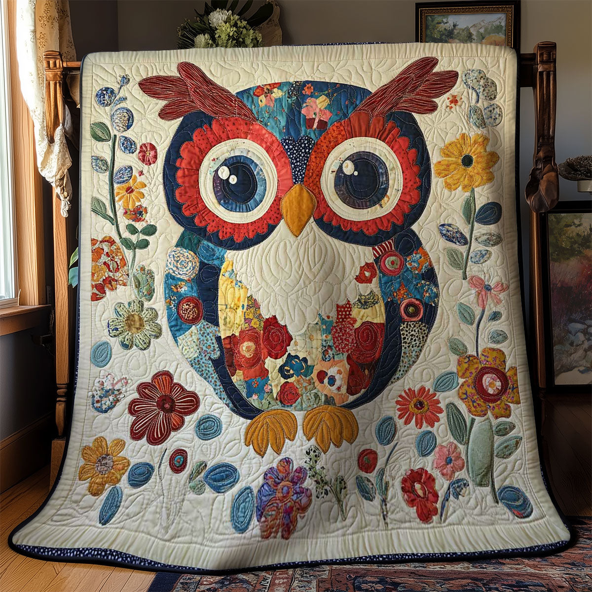 Blooming Patchwork Owl WN2101001CL Quilt