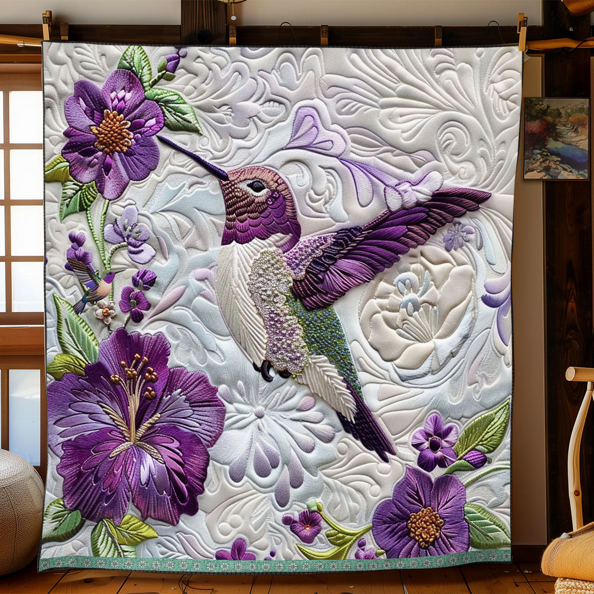 Purple Hummingbird WJ1812029CL Quilt
