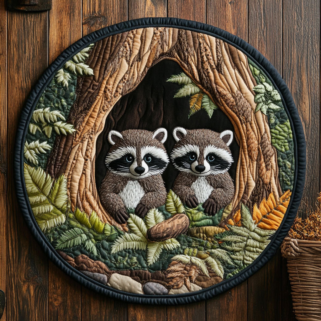 Raccoon Family CM3105001CL Quilted Round Mat