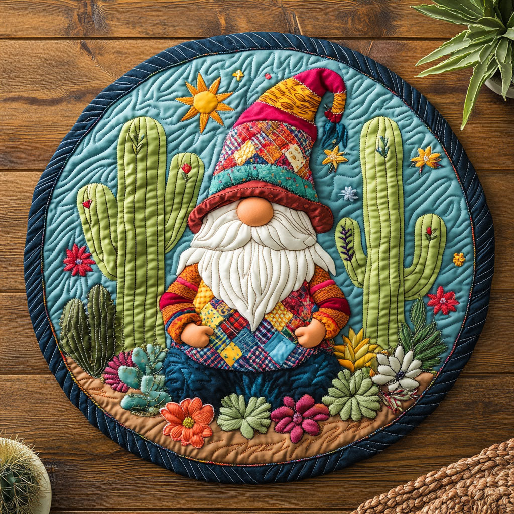 Cactus Gnome CM2504017CL Quilted Round Mat