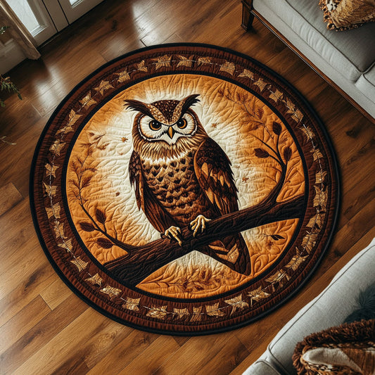 Golden Autumn Owl CW2907031CL Quilted Round Mat