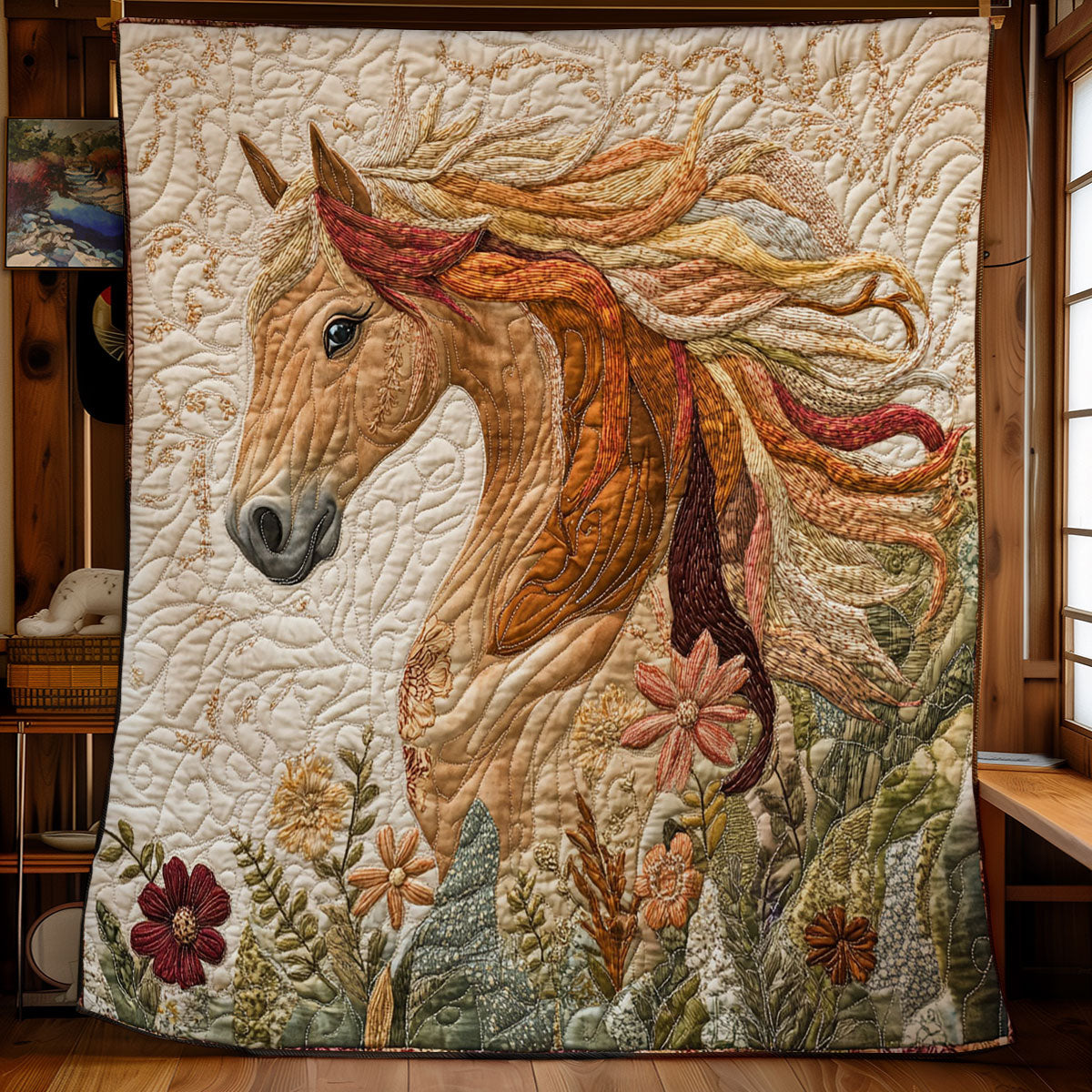 Majestic Horse In Garden WY1202122CL Quilt