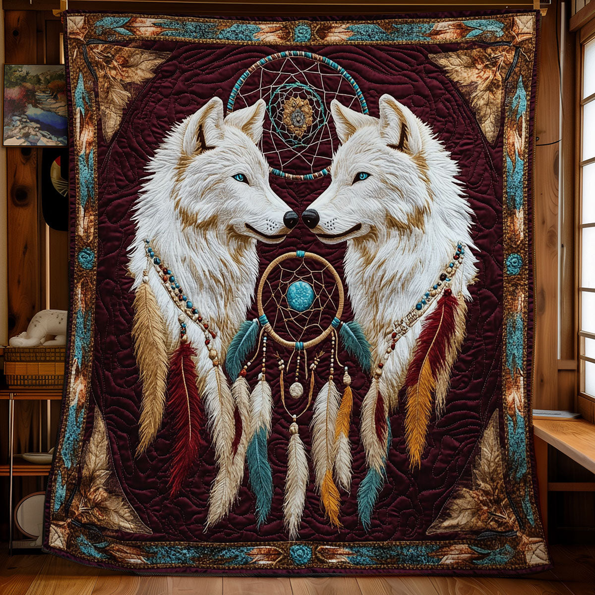 Feather Dreamcatcher And Wolf WY2702073CL Quilt