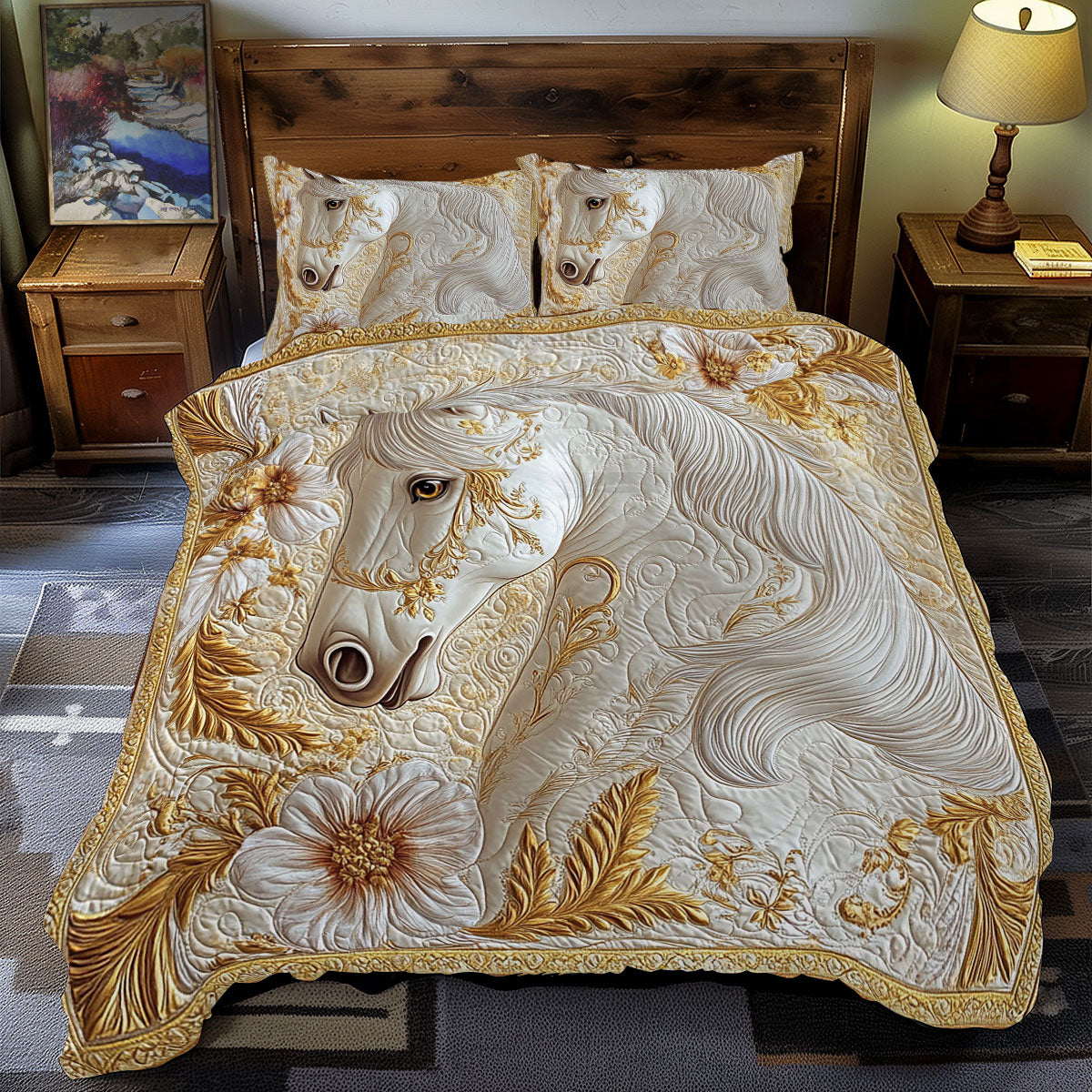 White Gold Horse WY1701121CL Duvet Cover Set