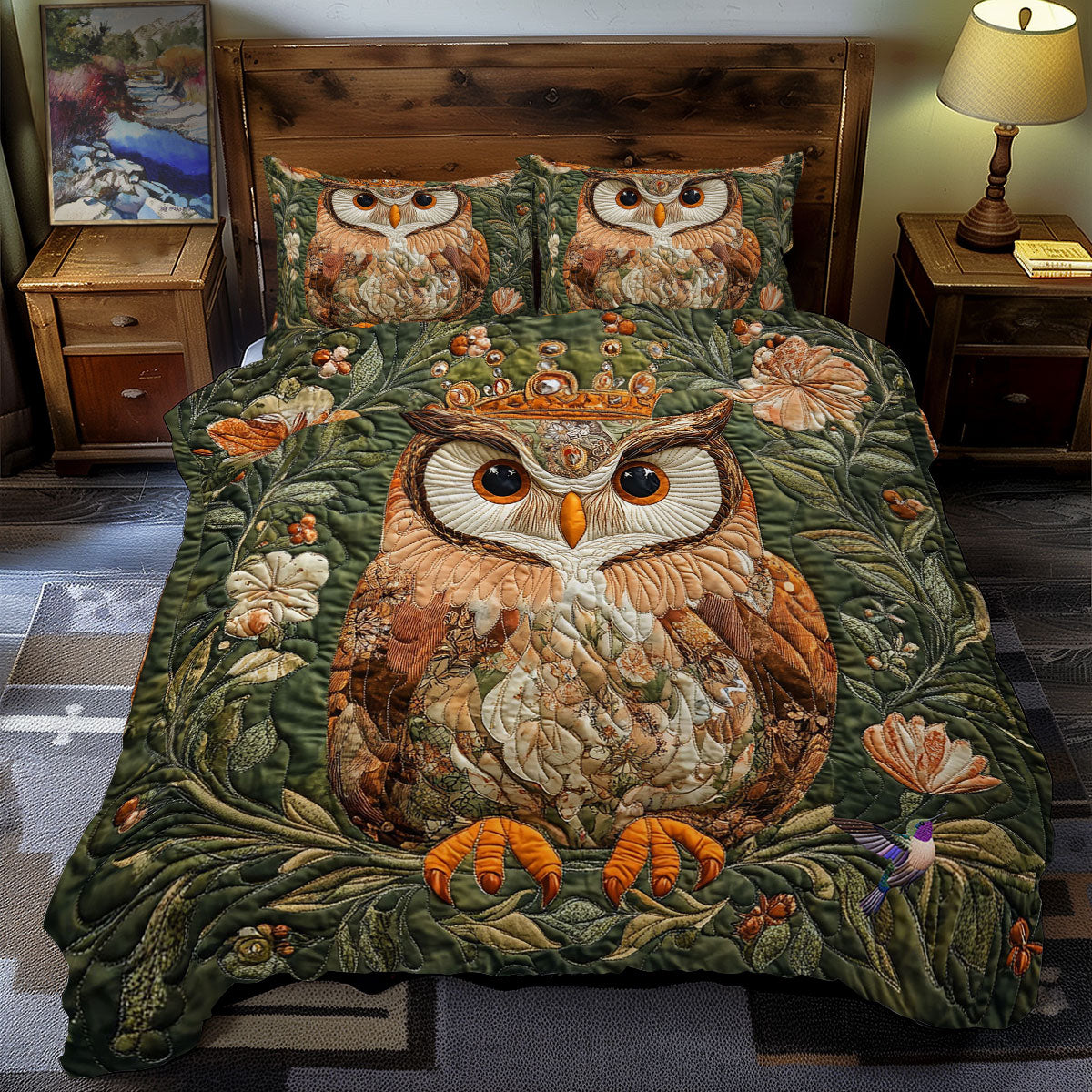 King Owl In Forest WY1712043CL Duvet Cover Set