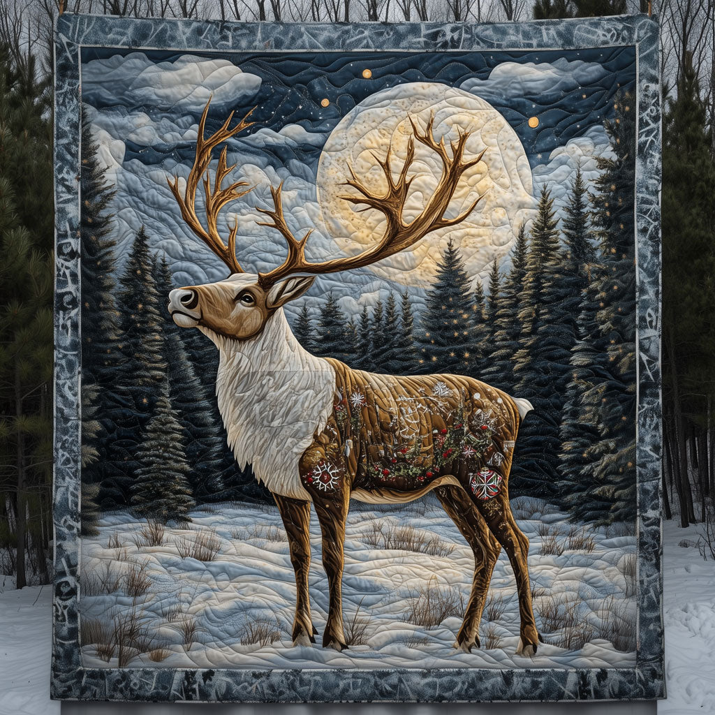 Reindeer In Snowy Pine Forest LT2709022CL Quilt