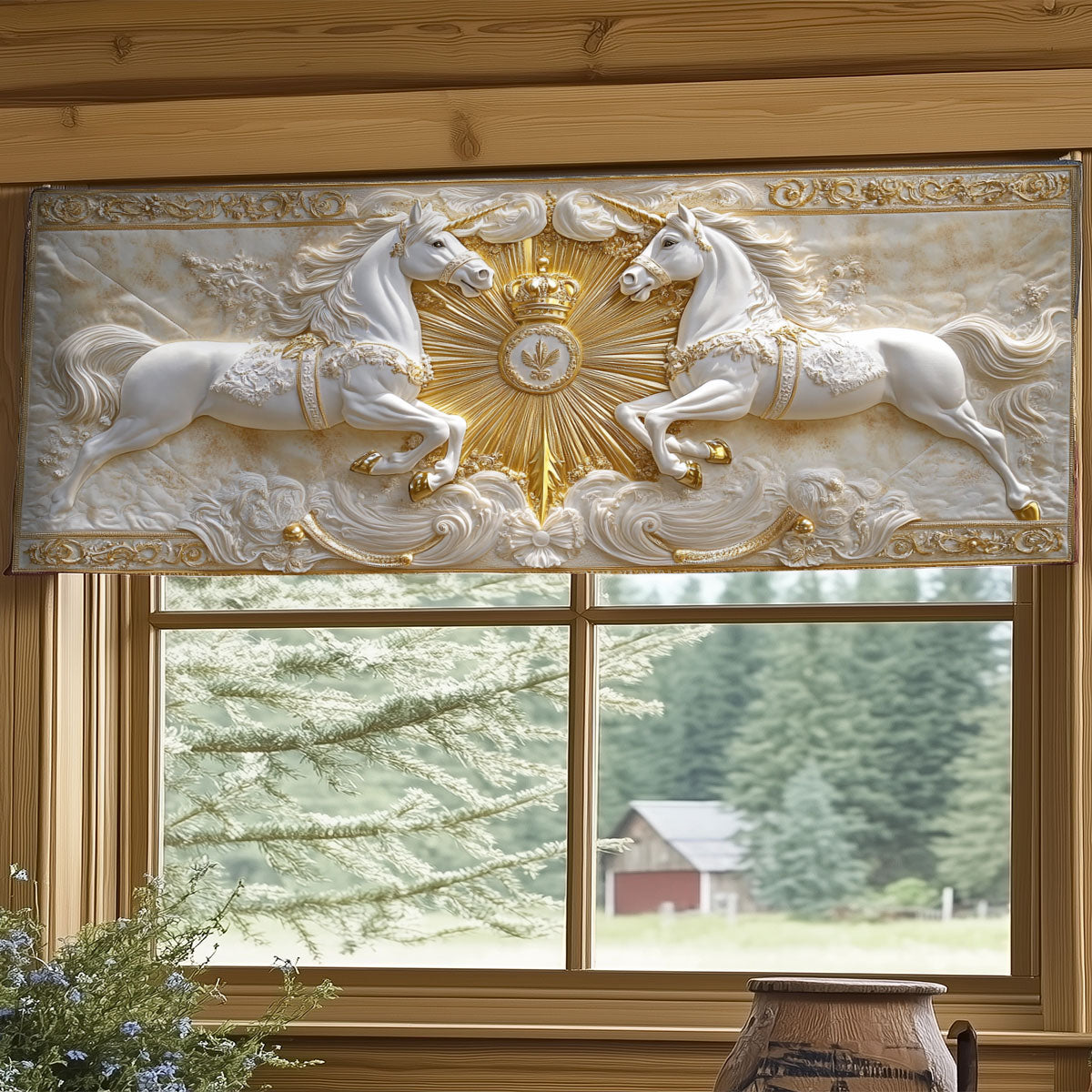 Golden Horse WY2105056CL Quilted Valance