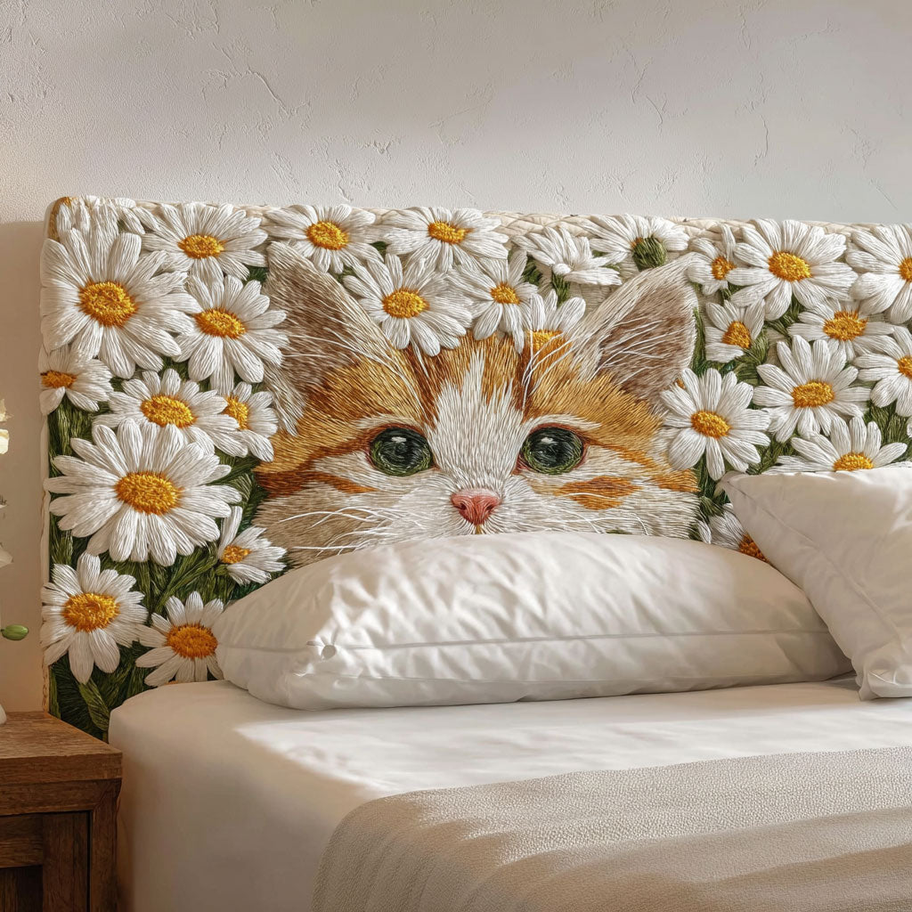 Blooming Meows CP2412031CL Quilted Headboard Slipcover