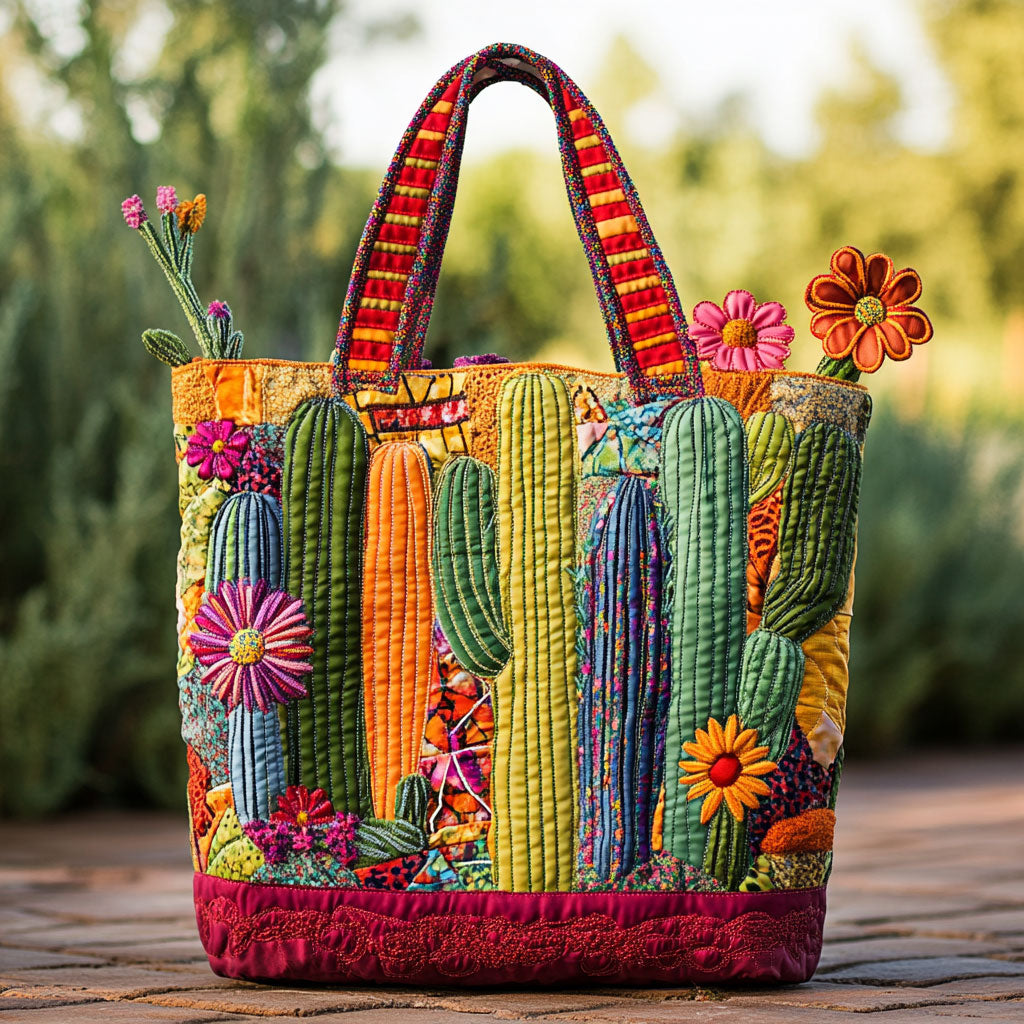 Sunset Cactus WN2209082CL Quilted Tote Bag