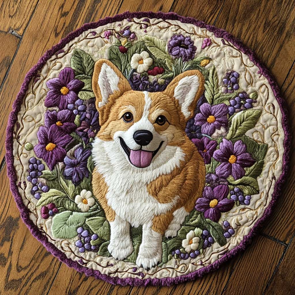 Corgi Circle WN2205015CL Quilted Round Mat
