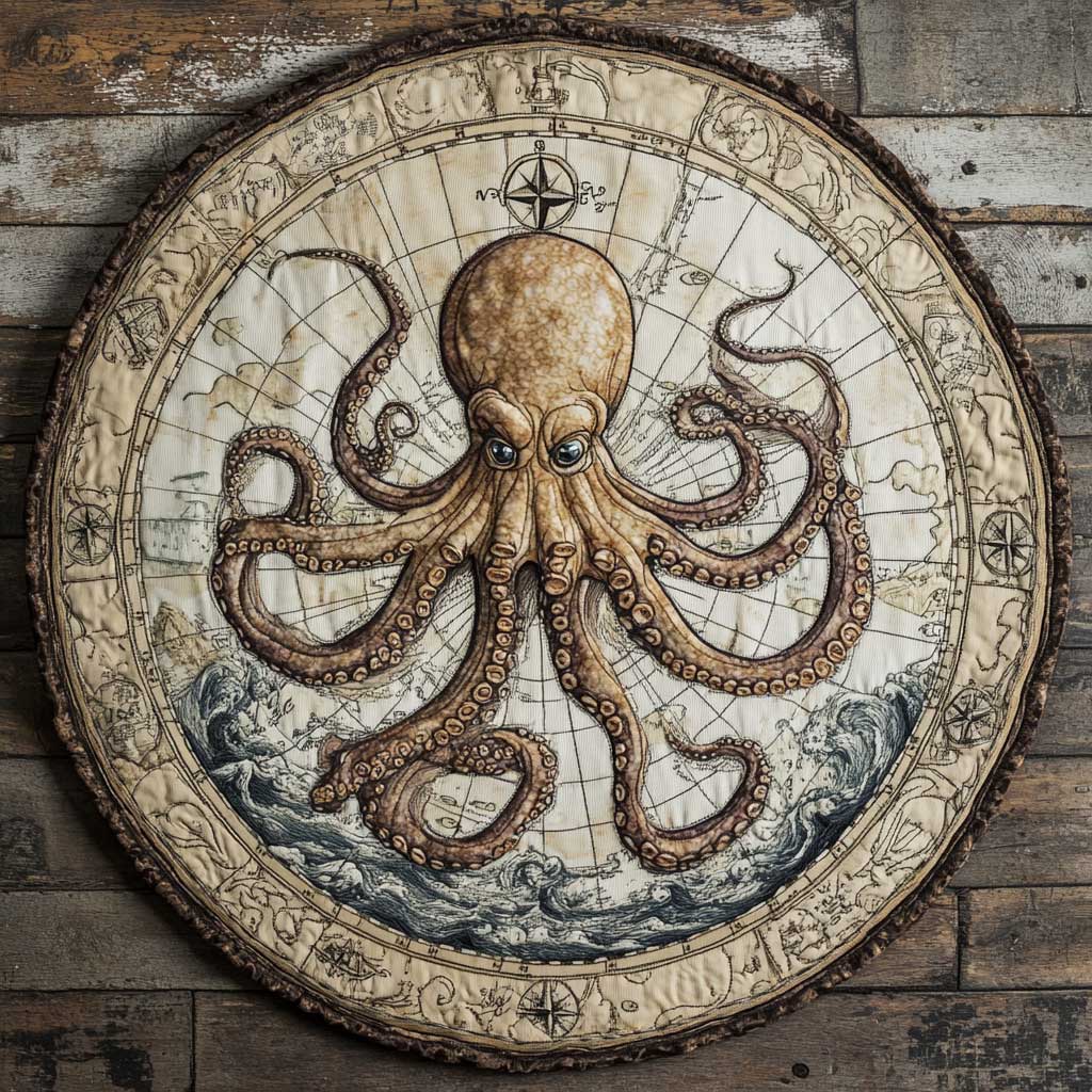 Giant Octopus WN0905019CL Quilted Round Mat