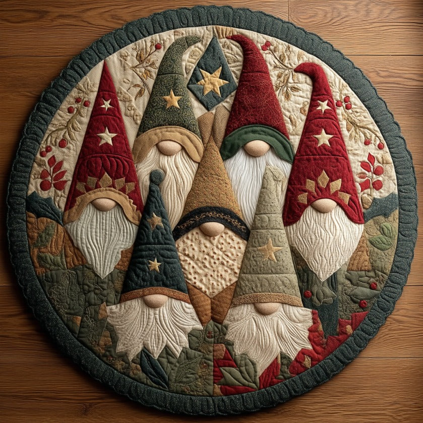Happy Gnomes XR2809007CL Quilted Round Mat