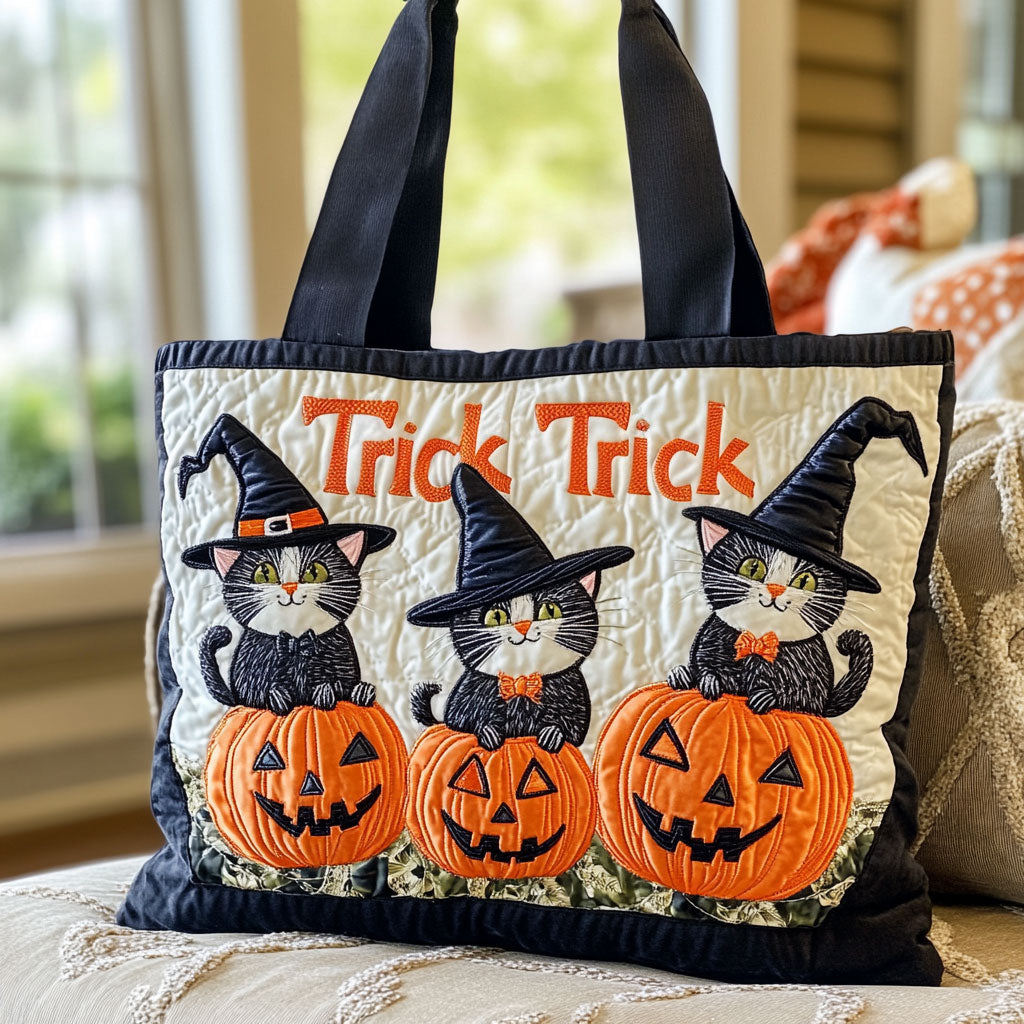 Mystic Pumpkin Cat CW2209029CL Quilted Tote Bag