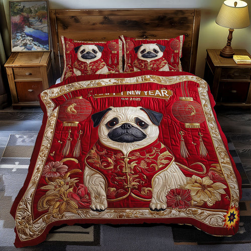 New Year Of Pug WY1712047CL Duvet Cover Set