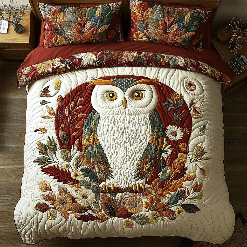 Cute Owl In Garden WY2602011CL Duvet Cover Set