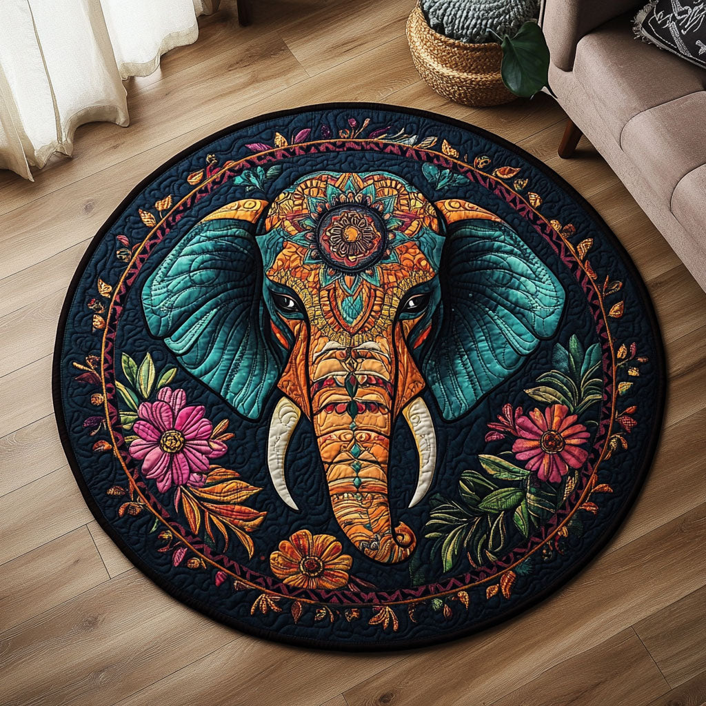 Floral Mandala Horse WX2805015CL Quilted Round Mat