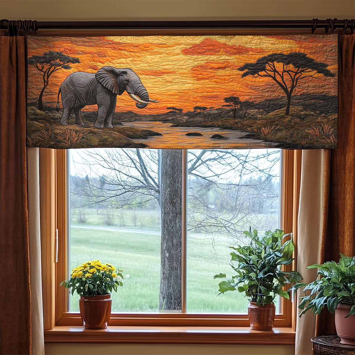 Elephant Desert WX0905019CL Quilted Valance