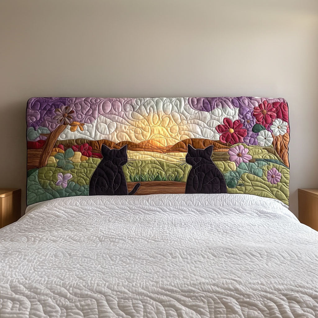 Cats Waiting Dawn QA2412018CL Quilted Headboard Slipcover