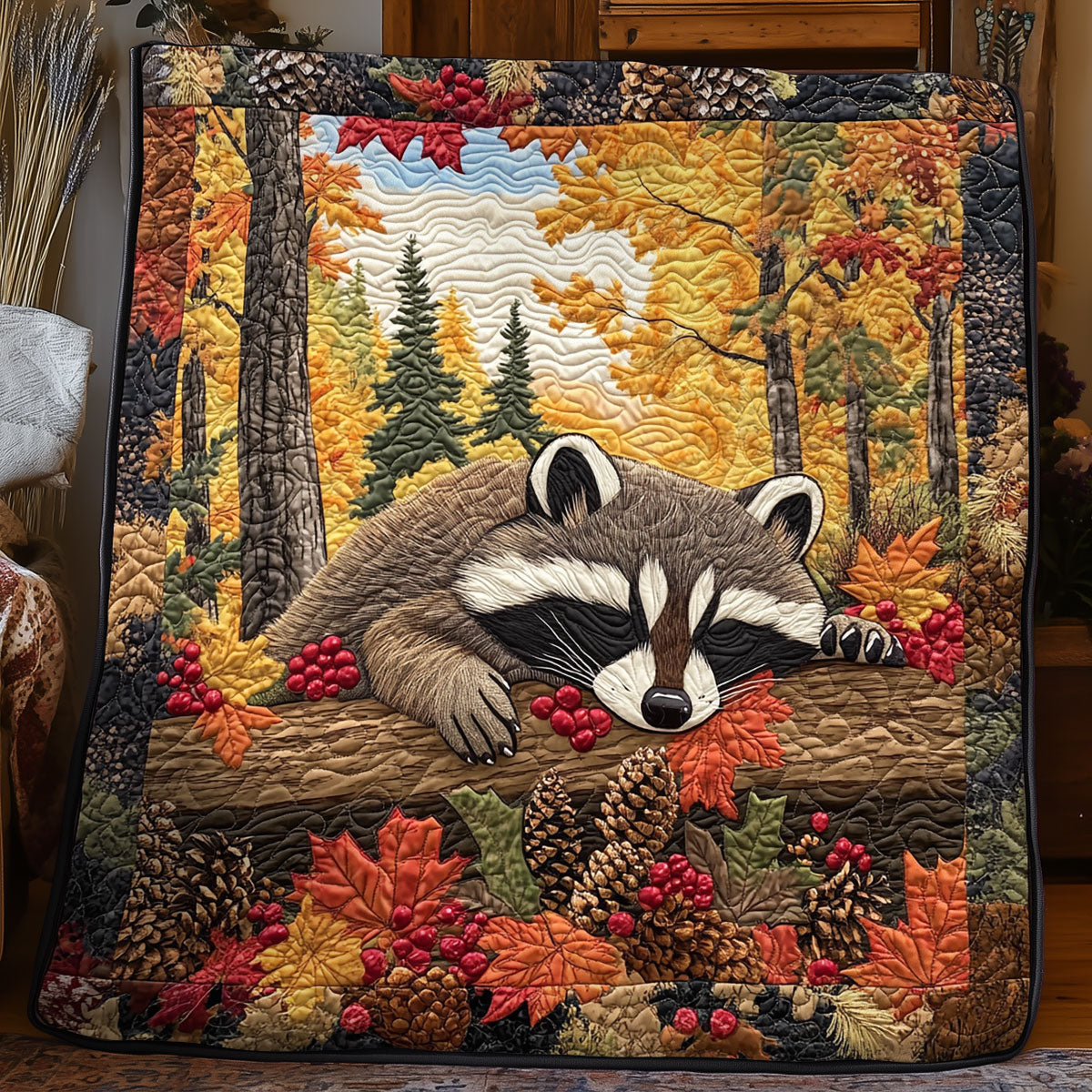 Raccoon Autumn WX3105057CL Quilt