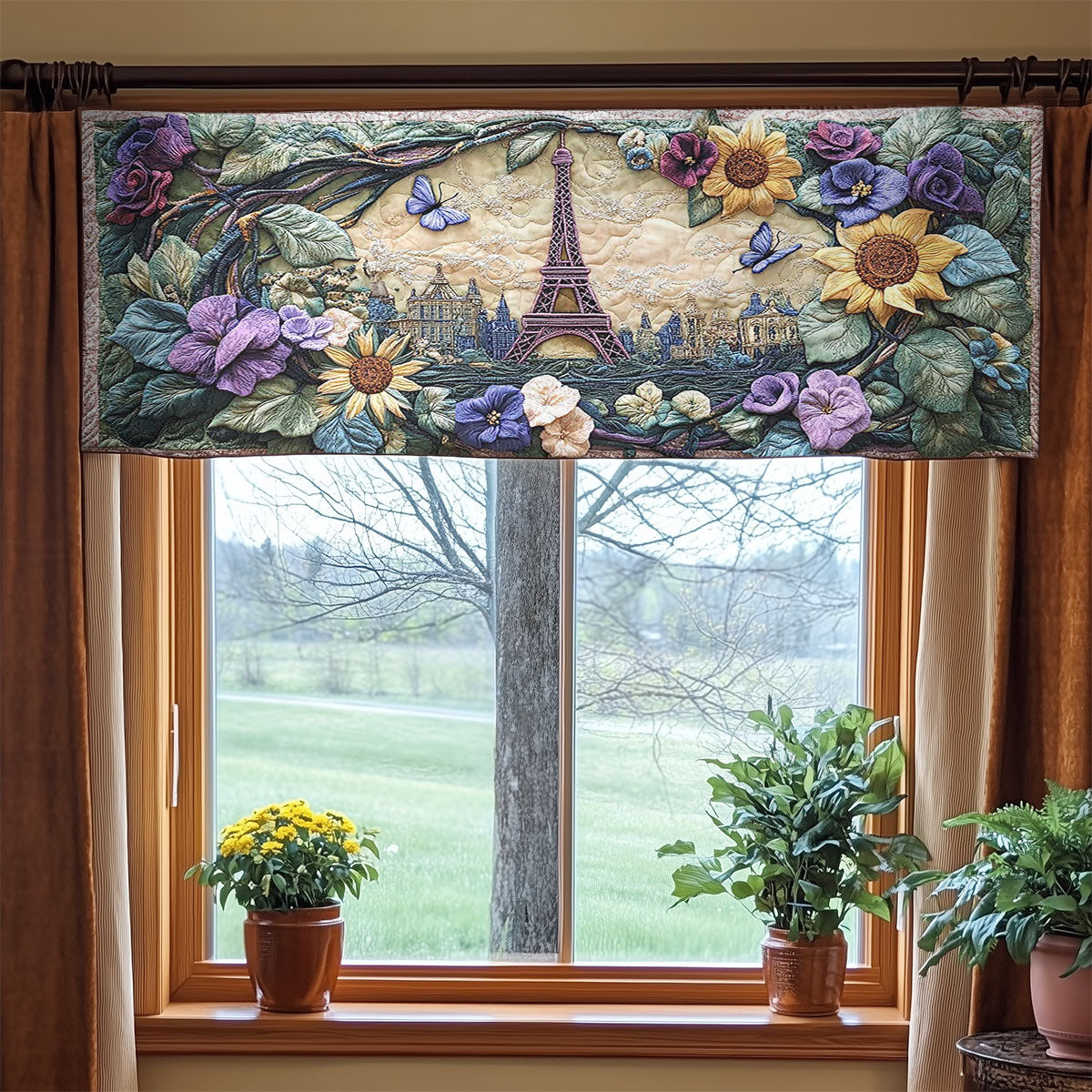 Eiffel Blooms WN2204012CL Quilted Valance