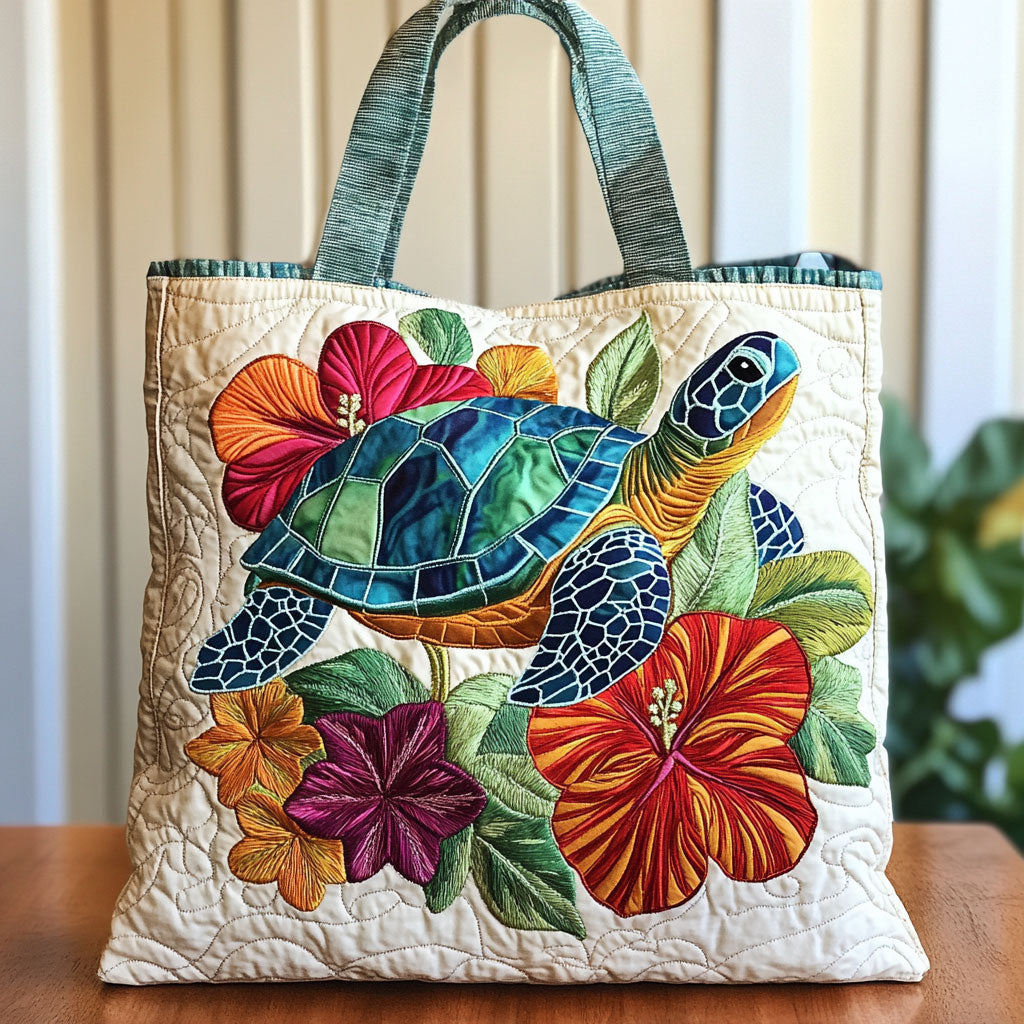 Turtle Bloom CW2409022CL Quilted Tote Bag