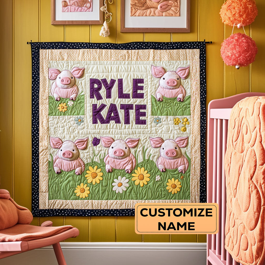 Piggy Garden Party WY2907039CL Personalized Baby Quilt
