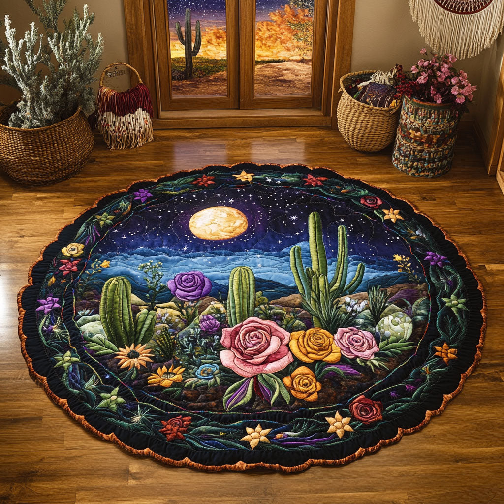 Desert Moon Bloom WY0306009CL Quilted Round Mat