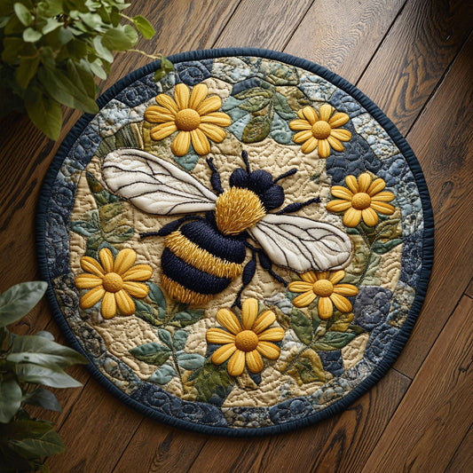 Floral Bee WX2105012CL Quilted Round Mat