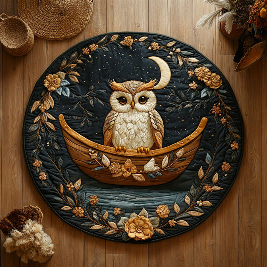 Owl In Night Voyage WY1006020CL Quilted Round Mat