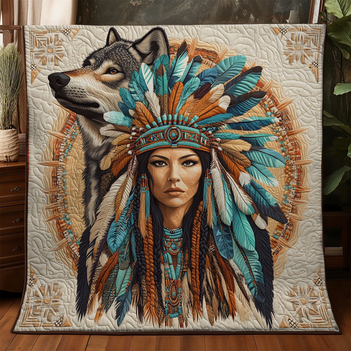 Native American Woman WX1905036CL Quilt