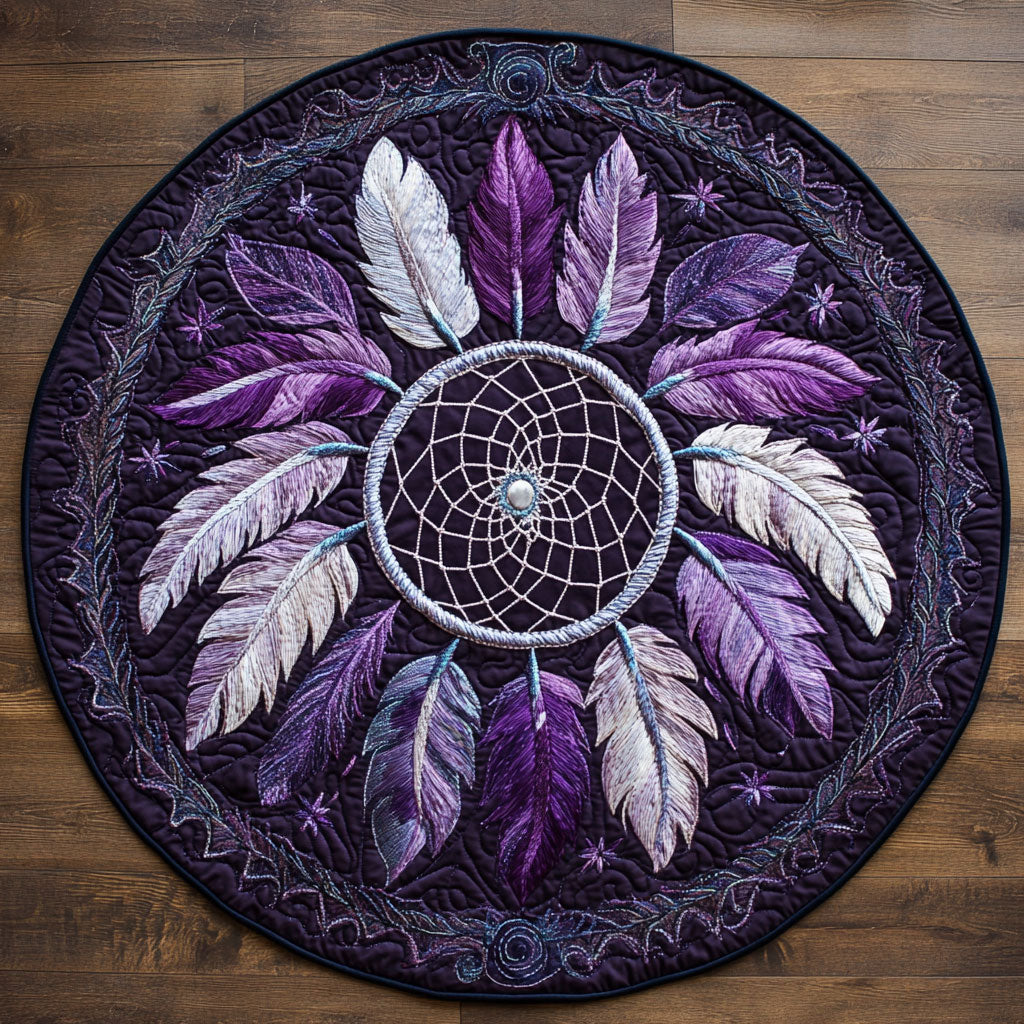 Feathered Dreamcatcher WX2403067CL Quilted Round Mat