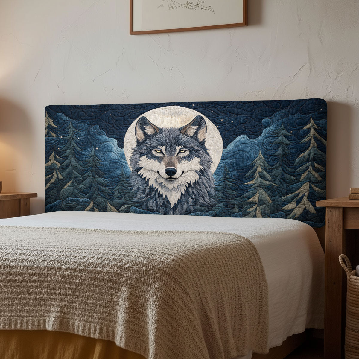 Midnight Wolf Spirit CP2612060CL Quilted Headboard Slipcover