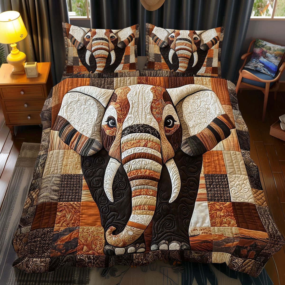 Majestic Elephant Mosaic WJ2012046CL Duvet Cover Set