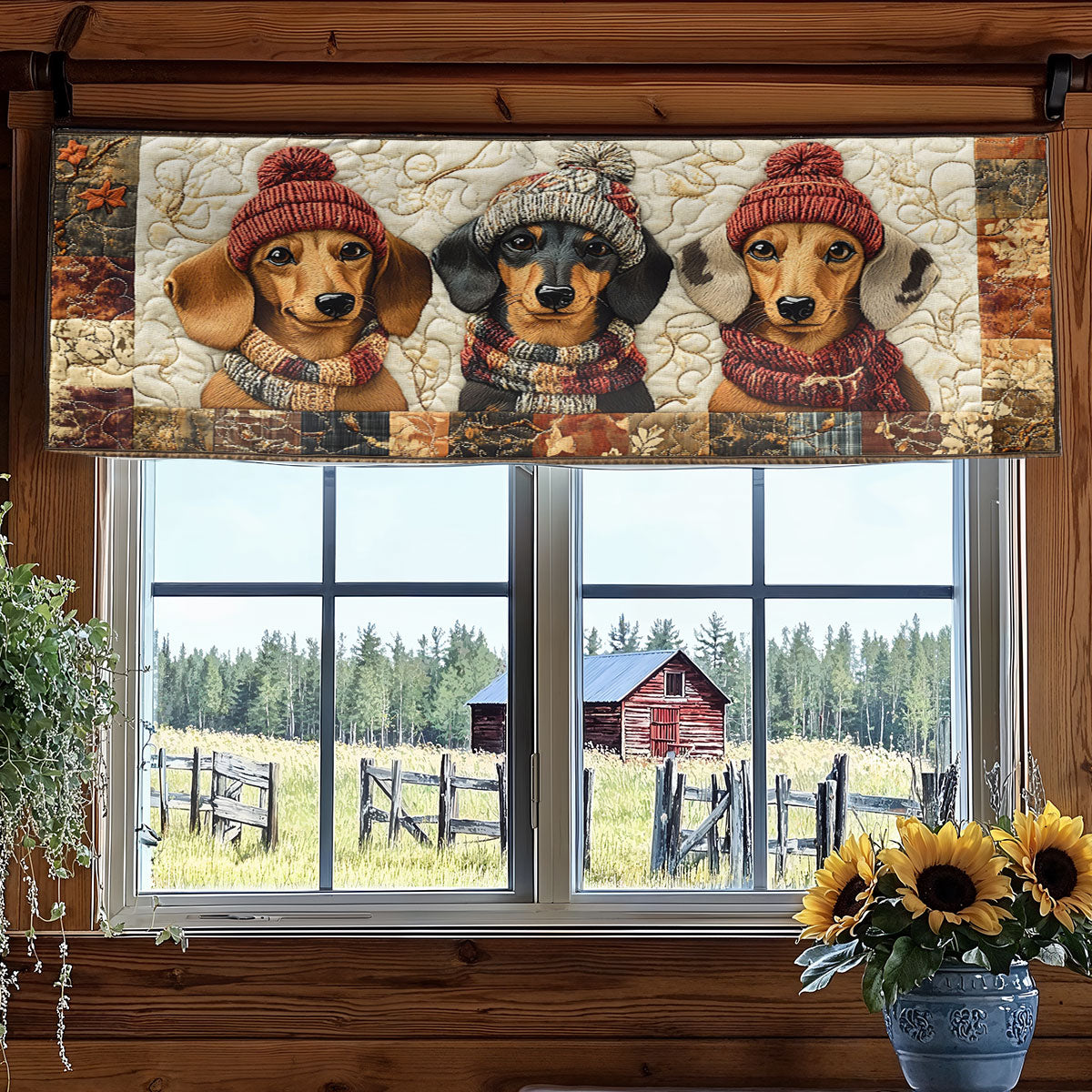 Autumn Pup Parade WN2907012CL Quilted Valance