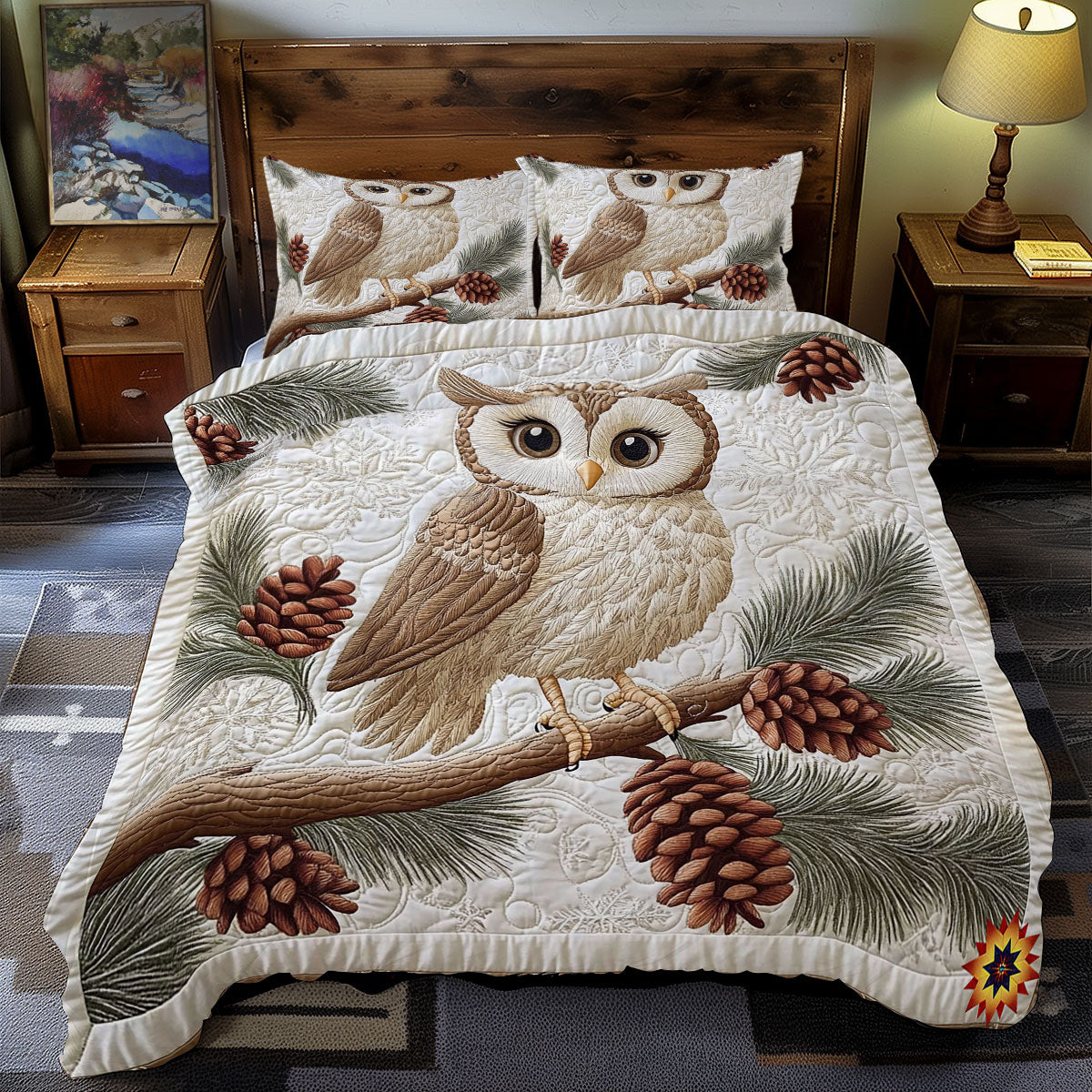 Owl In Pine Tree WY1612055CL Duvet Cover Set