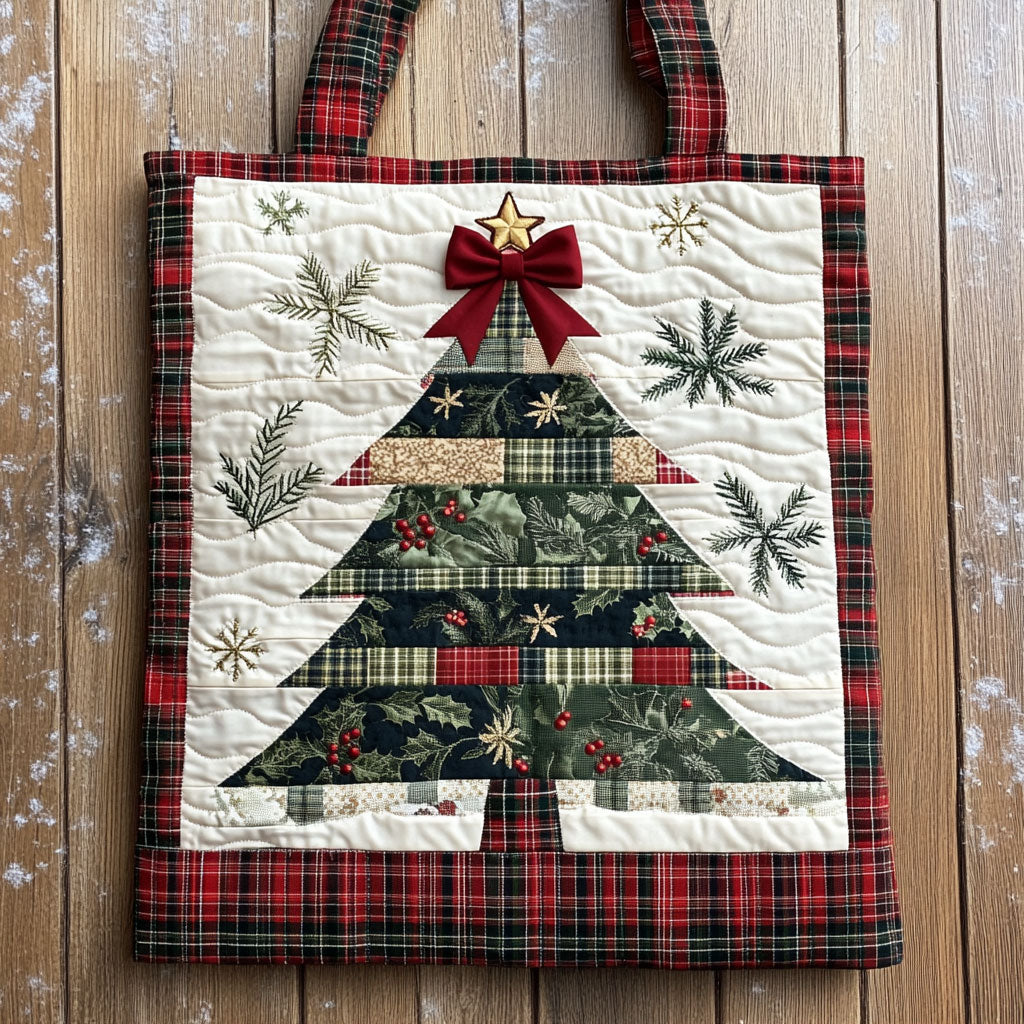 Rustic Dream Christmas Tree WN1211089CL Quilted Tote Bag