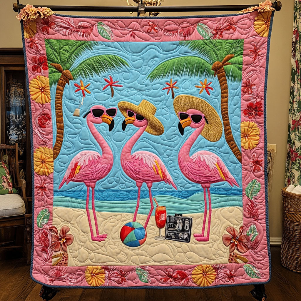 Flamingo Beach Party WY0808019CL Quilt