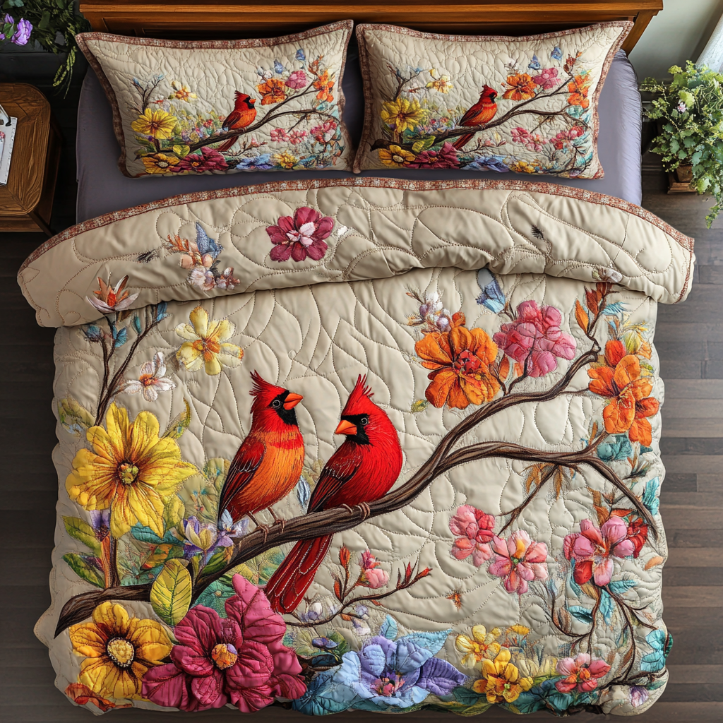 Floral Cardinals YR1702021CL Duvet Cover Set