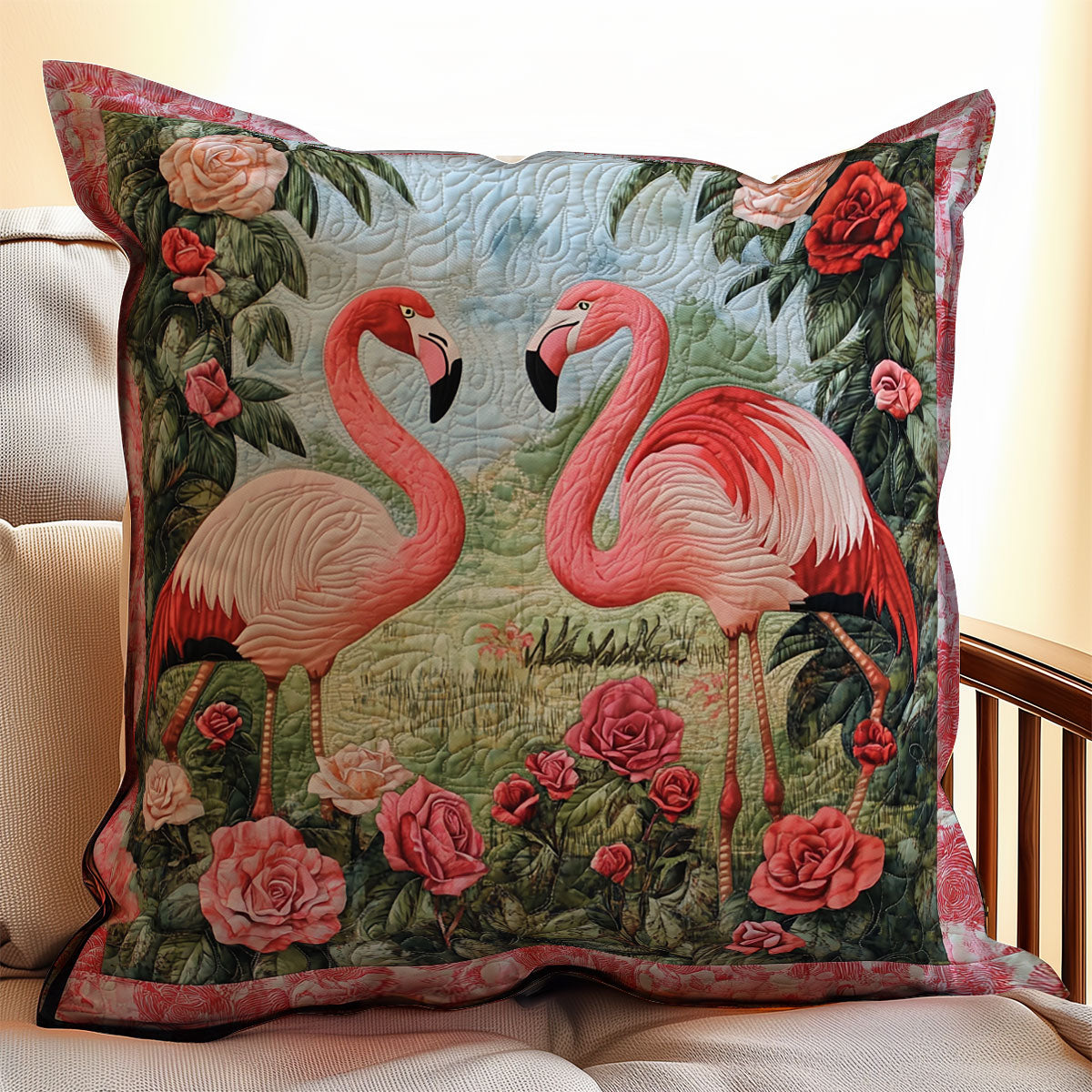Floral Flamingo WX0303126CL Quilt Pillow Case