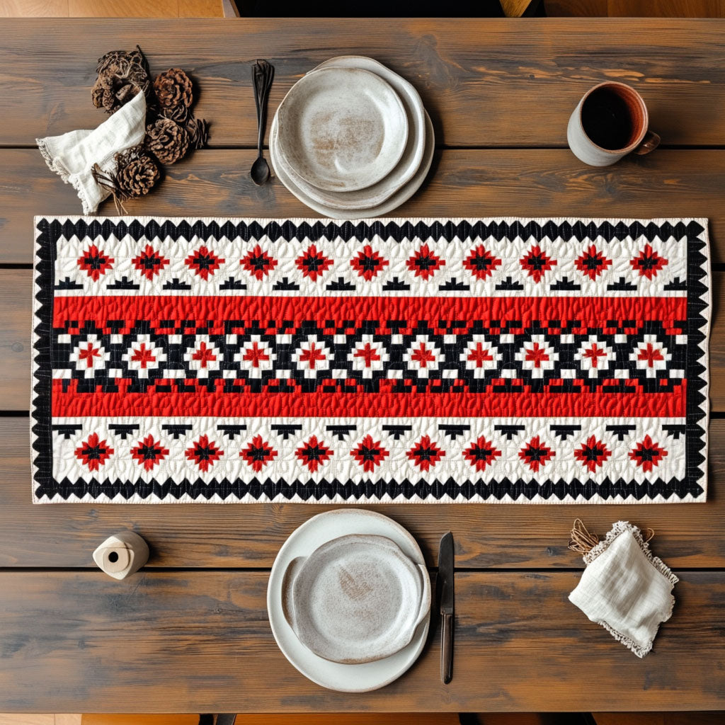 Folk Star Geometry CP1206005CL Quilted Table Runner