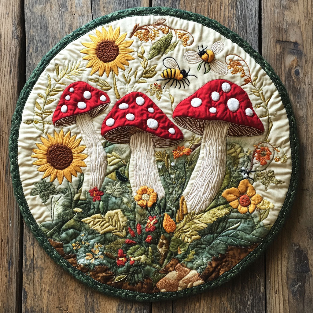 Fungi Foliage WU2203056CL Quilted Round Mat