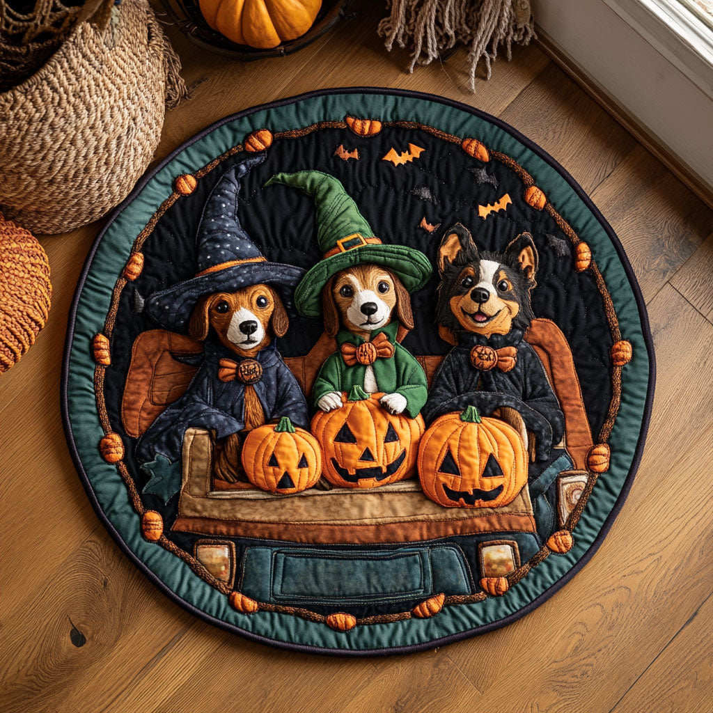 Halloween Dogs WY0708102CL Quilted Round Mat