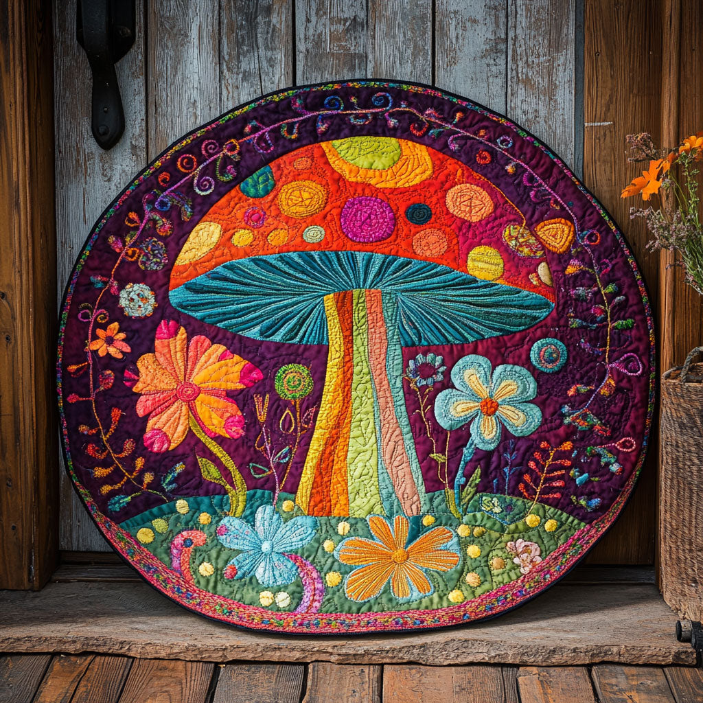 Hippie Fungi WU2503051CL Quilted Round Mat
