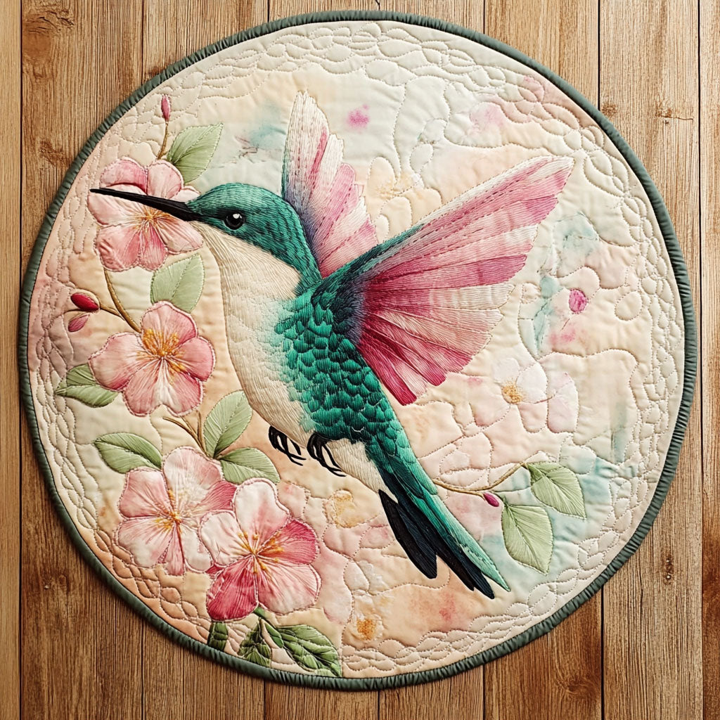 Hummingbird Lost In Spring WU2203016CL Quilted Round Mat